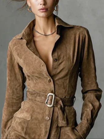 P|H - Belted Collared Shirt Dress for Women Donna