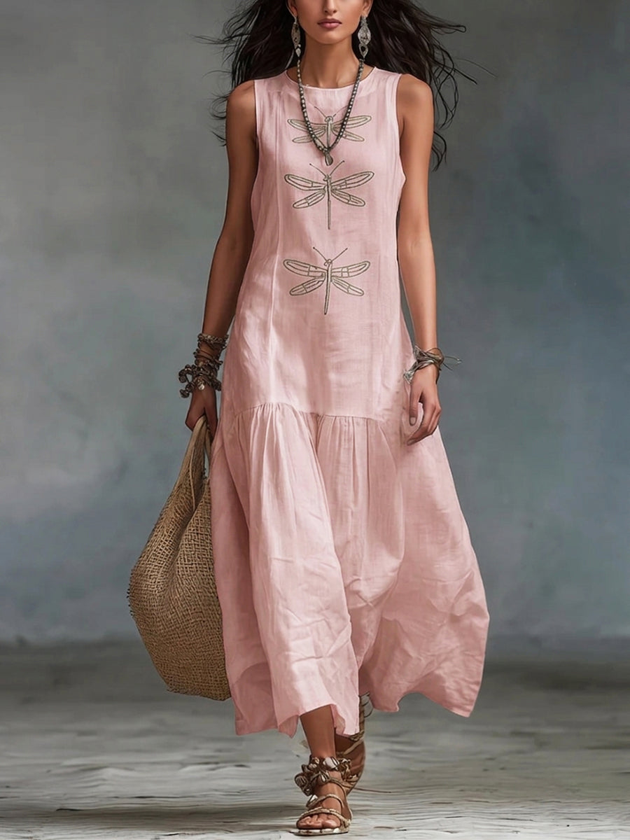 P|H - Dragonfly Embroidered Maxi Dress for Women Helen
