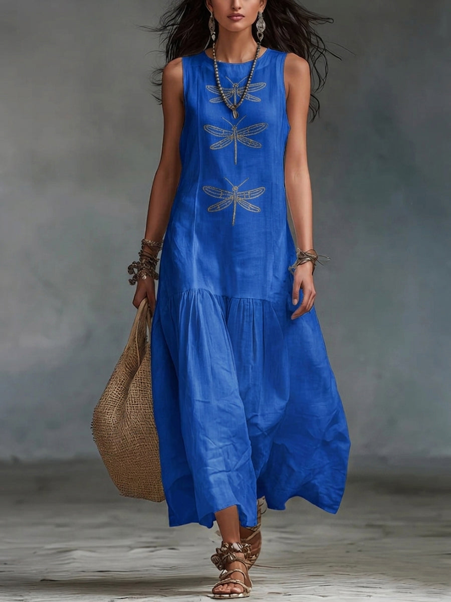 P|H - Dragonfly Embroidered Maxi Dress for Women Helen