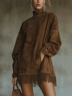 P|H - Oversized Fringe Turtleneck Dress for Women Dorothy