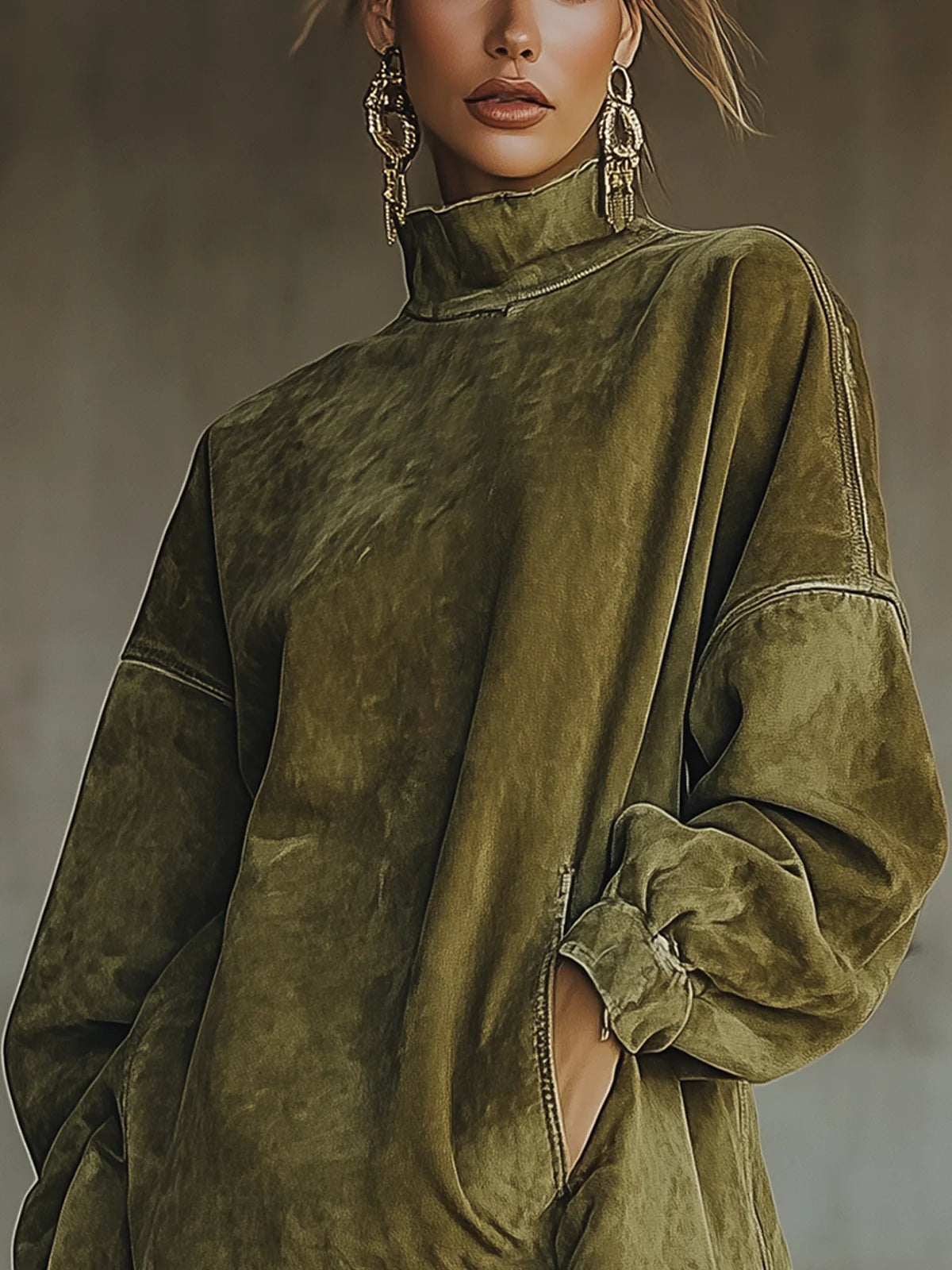 P|H - Oversized Fringe Turtleneck Dress for Women Dorothy