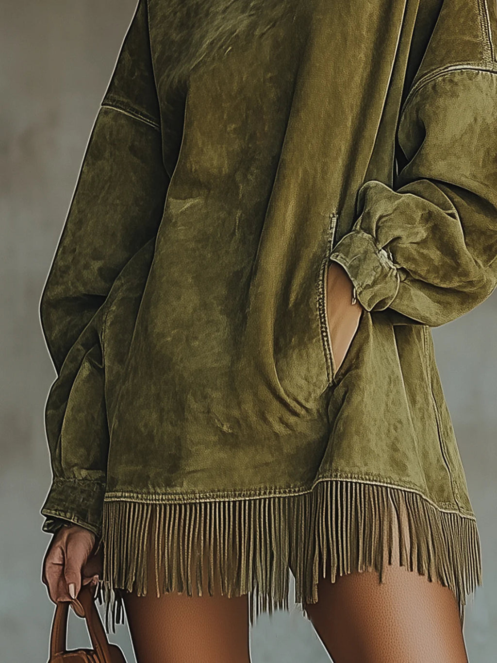P|H - Oversized Fringe Turtleneck Dress for Women Dorothy