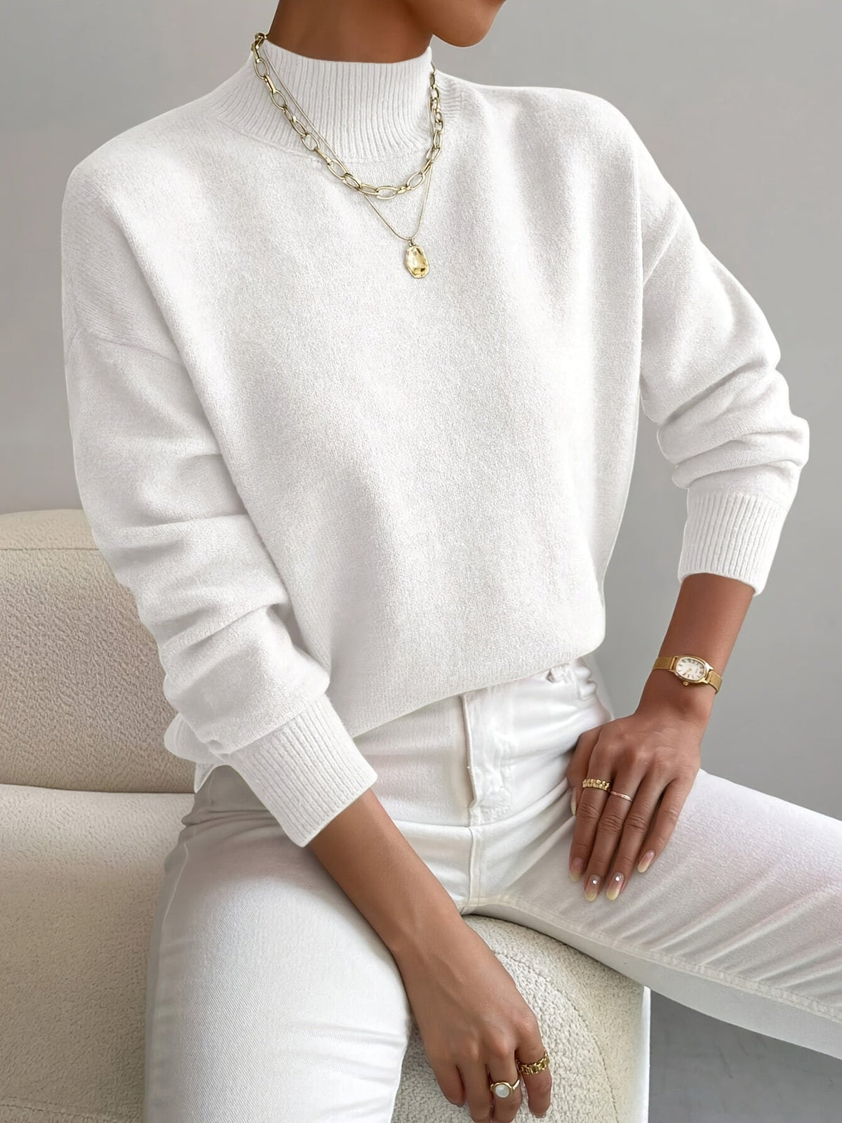 P|H - Soft Mock Neck Knit Sweater for Women Eleanor