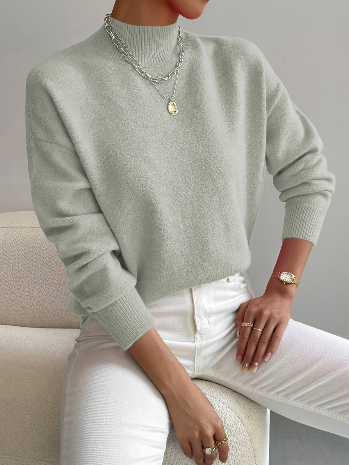 P|H - Soft Mock Neck Knit Sweater for Women Eleanor