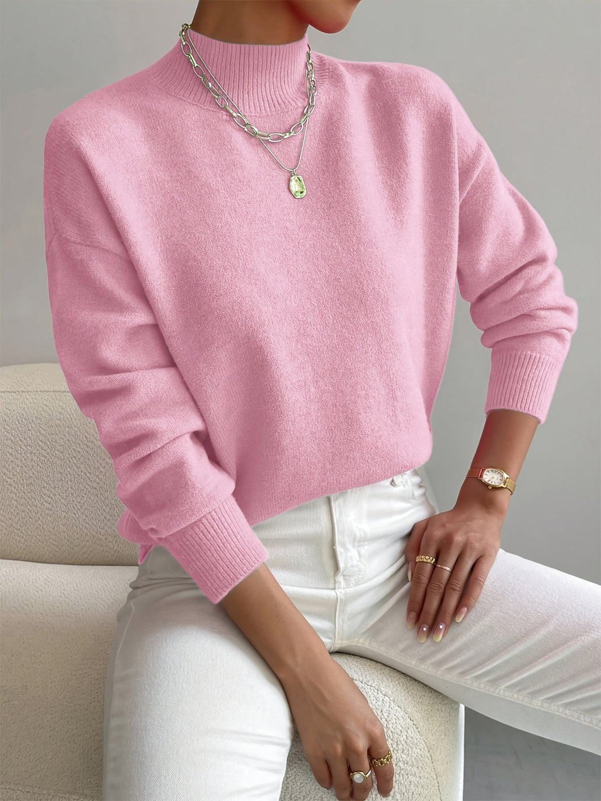 P|H - Soft Mock Neck Knit Sweater for Women Eleanor