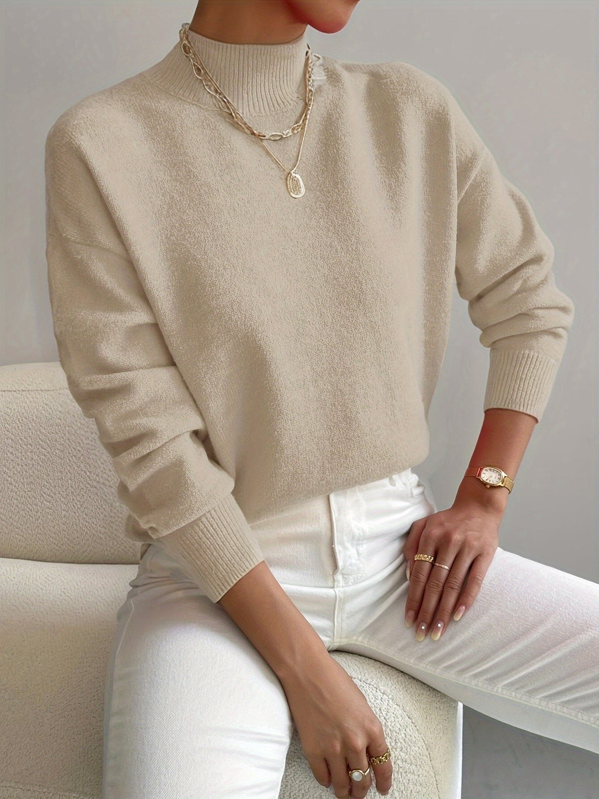 P|H - Soft Mock Neck Knit Sweater for Women Eleanor