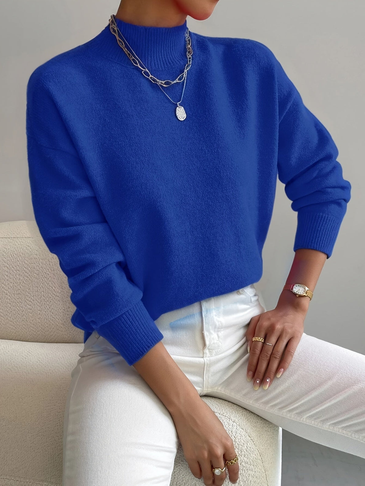P|H - Soft Mock Neck Knit Sweater for Women Eleanor