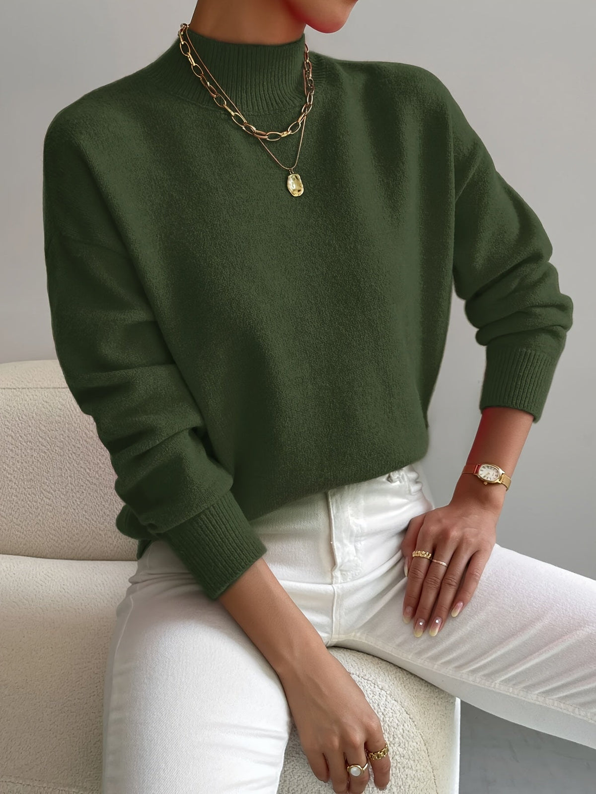 P|H - Soft Mock Neck Knit Sweater for Women Eleanor