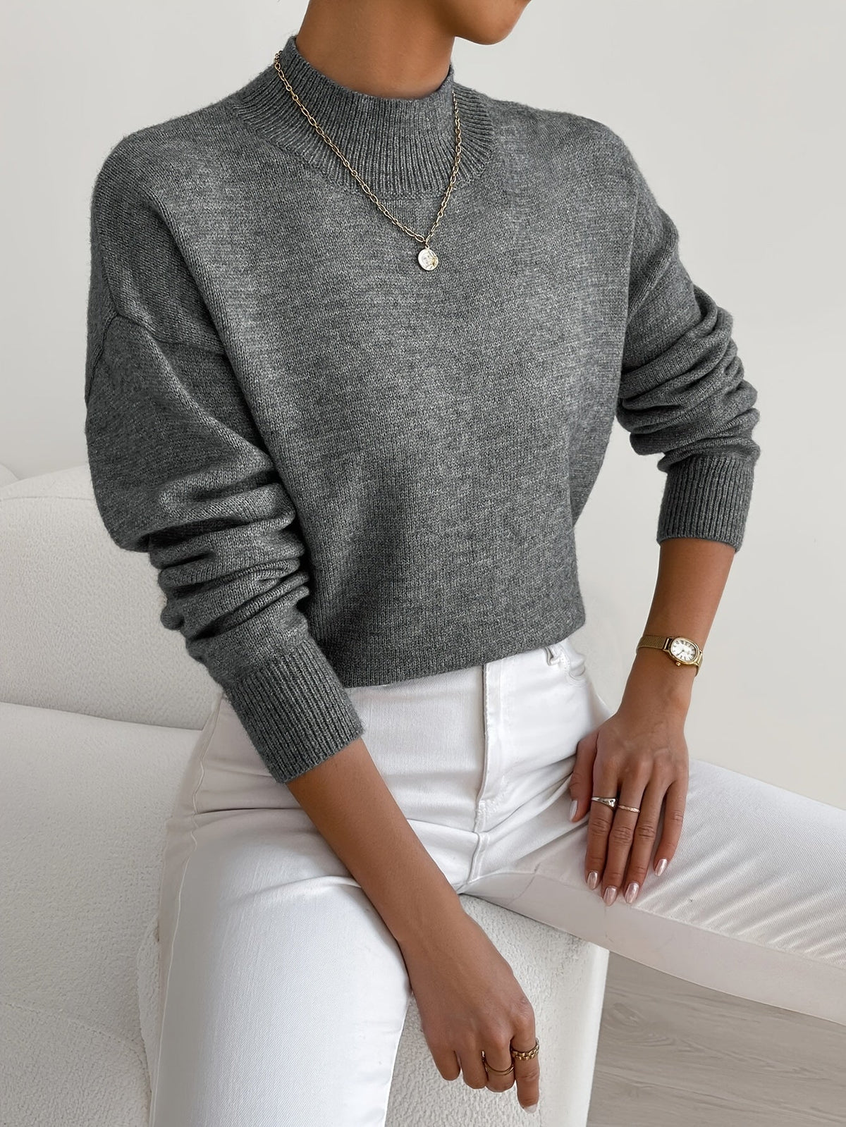 P|H - Soft Mock Neck Knit Sweater for Women Eleanor