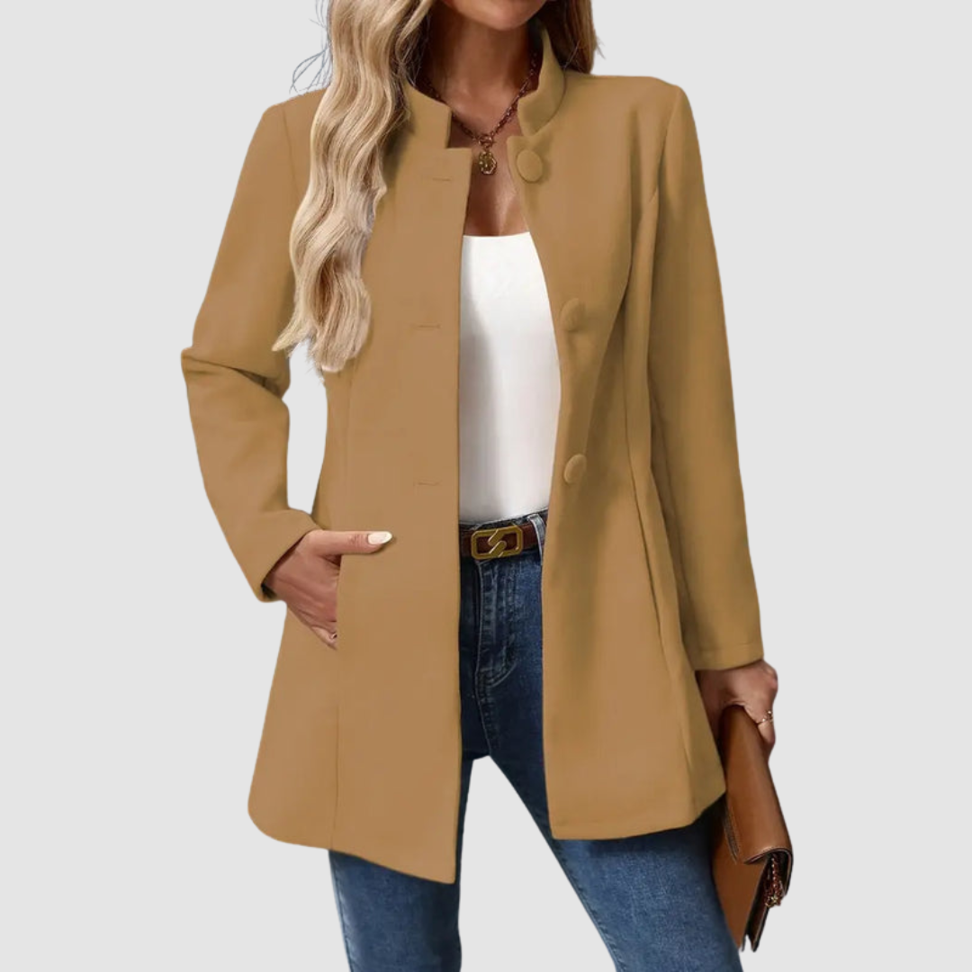 P|H - Stand Collar Longline Jacket for Women Ruth