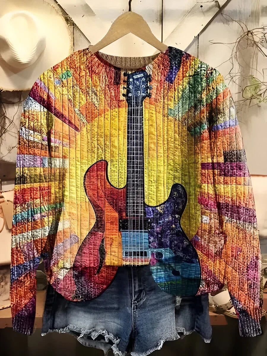 P|H - Guitar Print Crewneck Sweatshirt Deborah