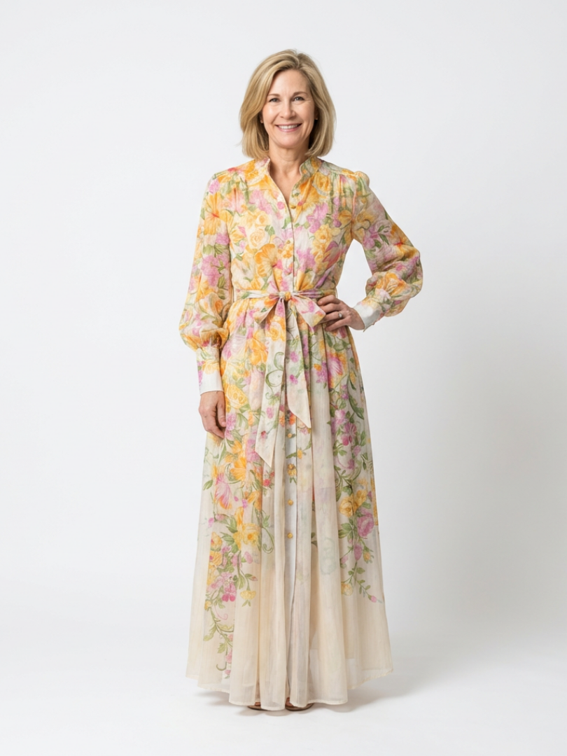 P|H - Sheer Floral Long Maxi Dress Cressida