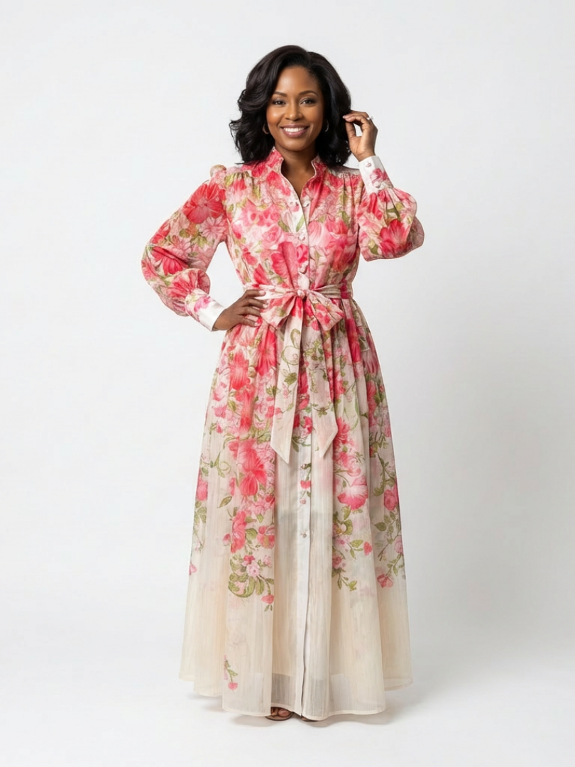 P|H - Sheer Floral Long Maxi Dress Cressida