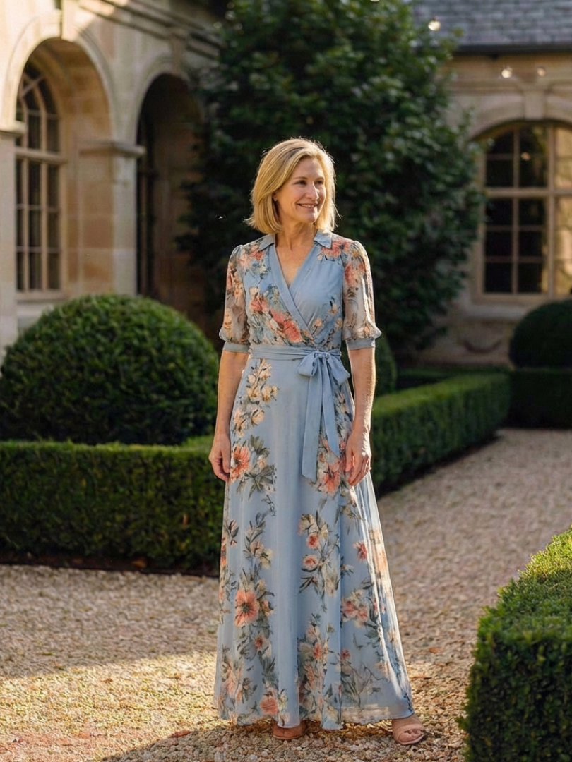 P|H - Floral V-Neck Maxi Wrap Dress Charlotte