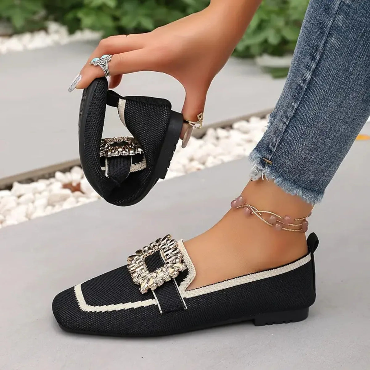 P|H - Buckle Embellished Flat Loafers Kathleen