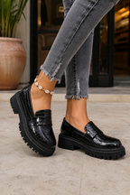P|H - Croc Embossed Lug Sole Loafers Sharon