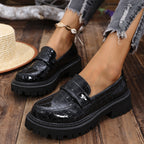 P|H - Croc Embossed Lug Sole Loafers Sharon