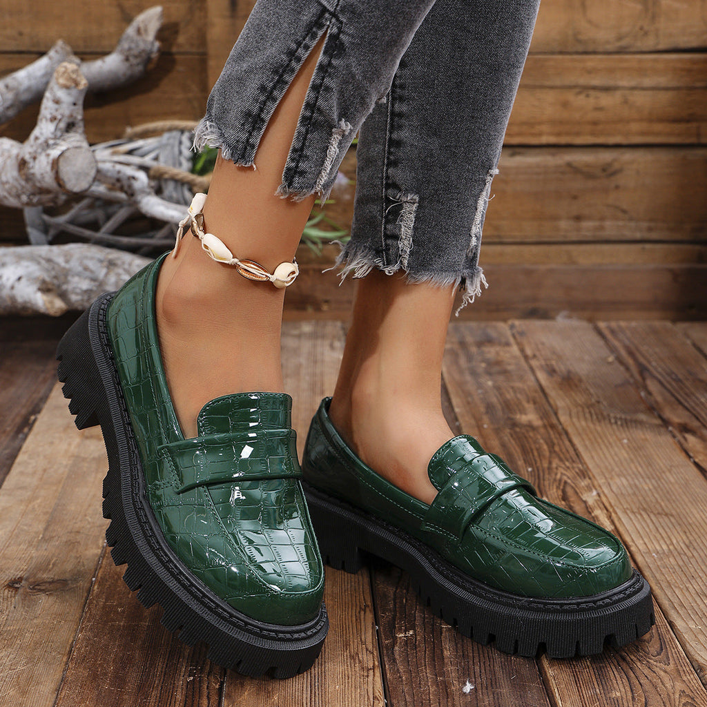 P|H - Croc Embossed Lug Sole Loafers Sharon