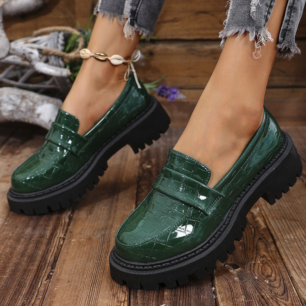 P|H - Croc Embossed Lug Sole Loafers Sharon