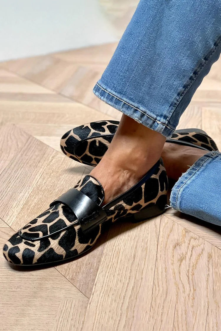 P|H - Leopard Block Heel Loafers Pamela