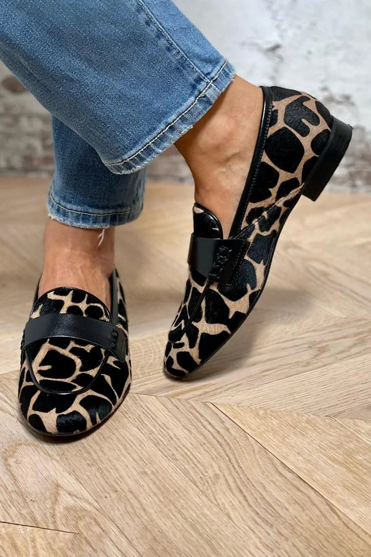 P|H - Leopard Block Heel Loafers Pamela