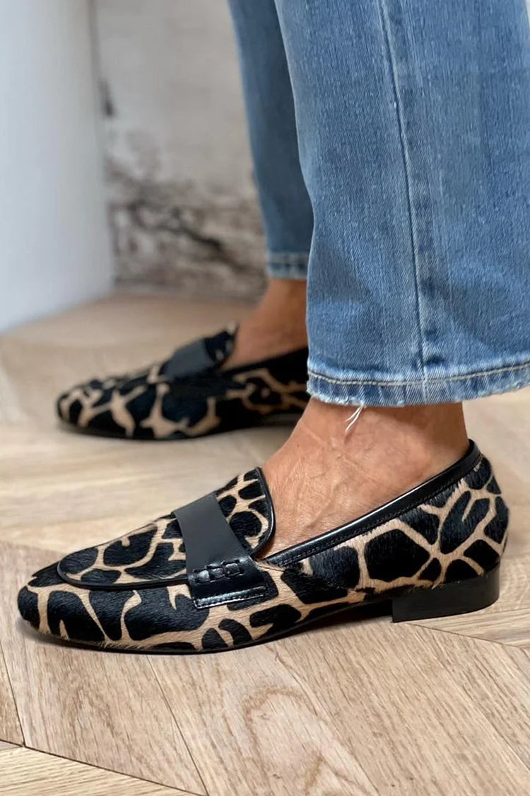 P|H - Leopard Block Heel Loafers Pamela