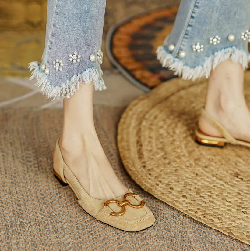 P|H - Slingback Block Heel Loafers Nancy